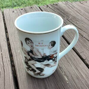 Norman Rockwell “No Swimming” Mug 1982 Saturday Evening Post Coffee Cup